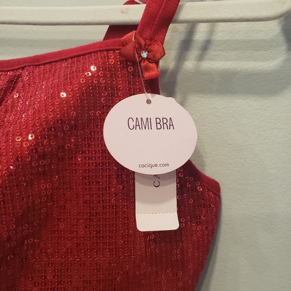 NWT Cacique Sequin Red Cami Bra - Sz 40DDD - Picture 3 of 7